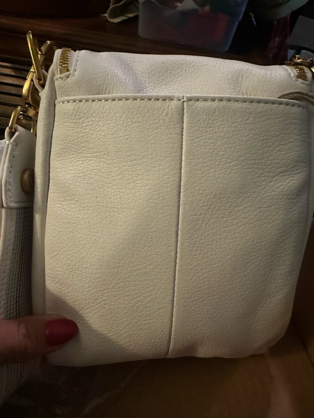 HOBO Cream Leather Small Flap Crossbody with Gold Hardware - Picture 3 of 6